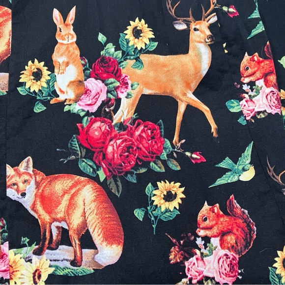 Hell Bunny Retro Hermeline Forest Animals Flare Dress Sz Medium - Picture 2 of 12